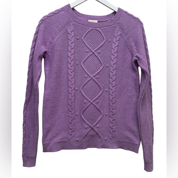 Talbots Women’s Lavender Cable Knit Sweater Long Sleeve Sz P - Picture 1 of 6